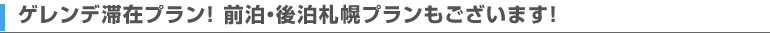 ゲレンデ滞在プラン！前泊・後泊札幌プランもございます！