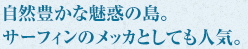 自然豊かな魅惑の島。サーフィンのメッカとしても人気。