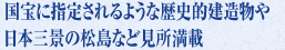 国宝に指定されるような歴史的建造物や
日本三景の松島など見所満載